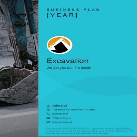 Excavation Business Plan Example | Upmetrics