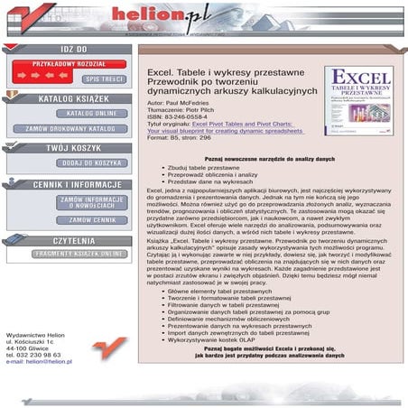 Excel. Tabele i wykresy przestawne. Przewodnik po tworzeniu dynamicznych arku...