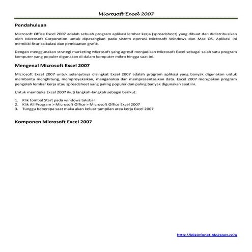Excel 2007 bagian 1