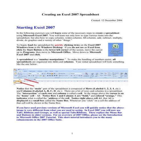Excel 2007 tutorial | PDF