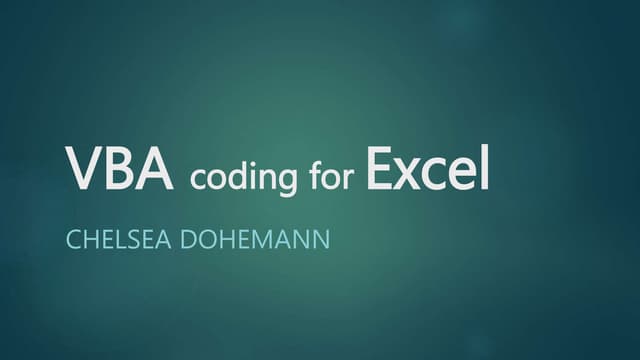 Excel 2016 VBA PPT Slide Deck - For Basic to Adavance VBA Learning