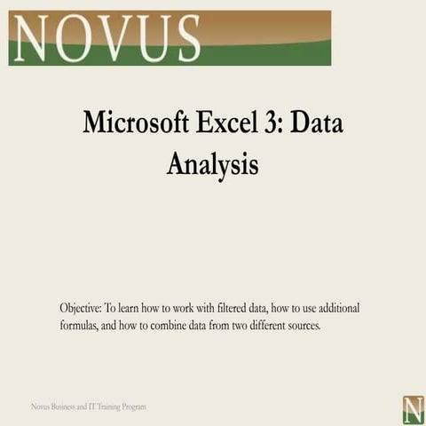 Excel 3: Data Analysis | PPTX | Technology & Computing