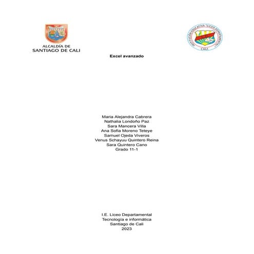 Excel avanzado, liceo departamental grado once uno