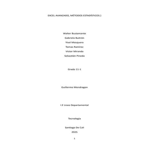 EXCEL AVANZADO Y TRABAJO DE GRADO 11-1. Tecnología