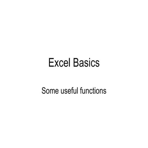 Excel Basics