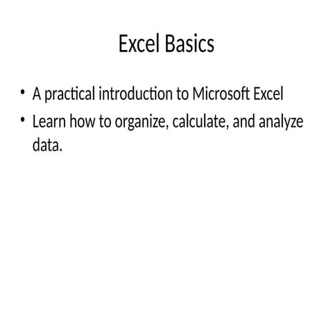 Learning Excel Basics and How to Effective Structure Data | PDF