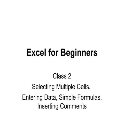 Excel for beginners class 2
