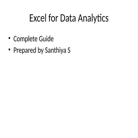 Excel for Data Analytics for excel concept in this presentation | PPTX