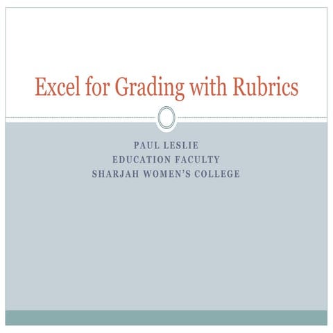 Excel for grading with rubrics