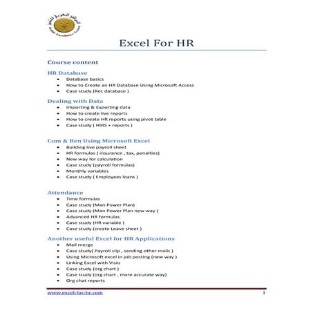 Excel for hr cairo