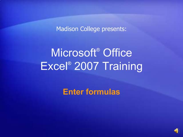 Excel formulas with-example-narration