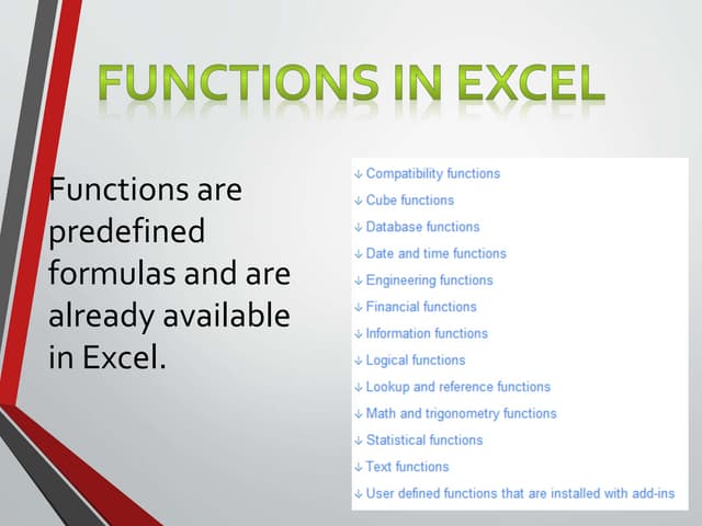Excel functions | PPT