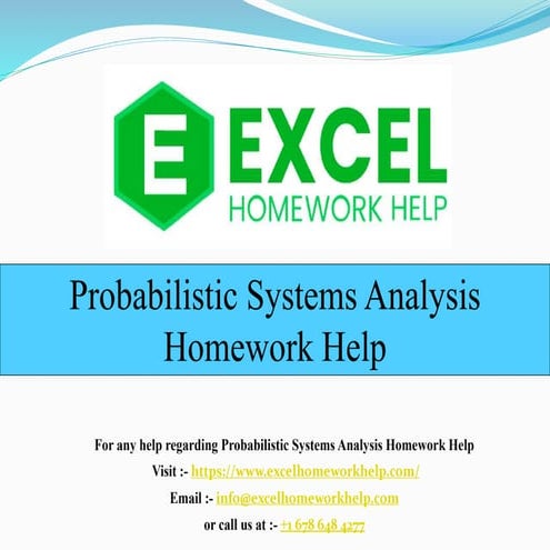 Probabilistic Systems Analysis Homework Help 