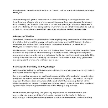 Excellence in Healthcare Education .docx