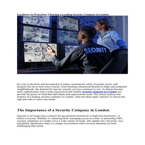 Excellence in Protection.Finding the best security company