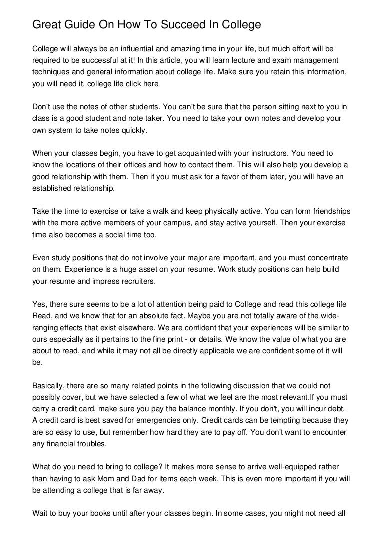 Great Guide On How To Succeed In College
