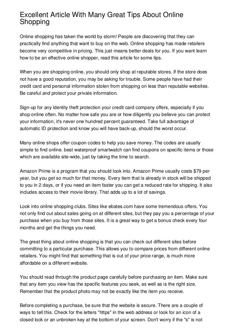 Excellent Article With Many Great Tips About Online Shopping