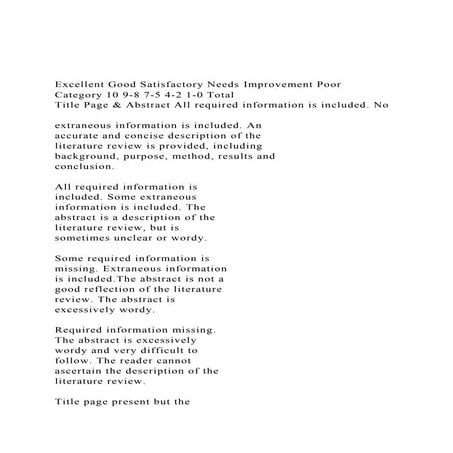Excellent Good Satisfactory Needs Improvement PoorCategory 1.docx