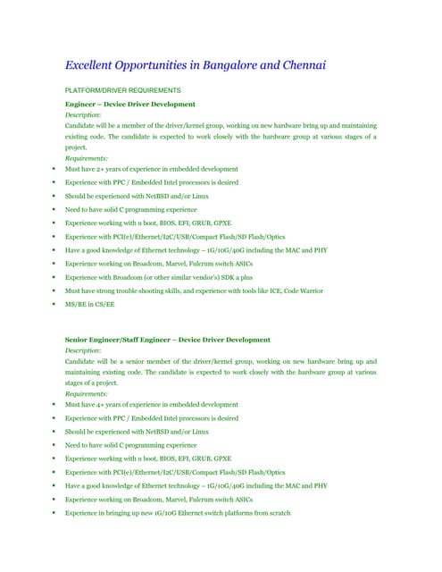 Hiring for DFT Engineers in Bangalore | PDF