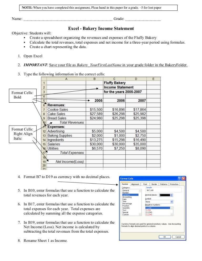 create an income statement in excel