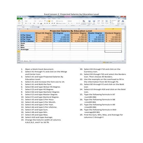 Excel lesson 2  Handout