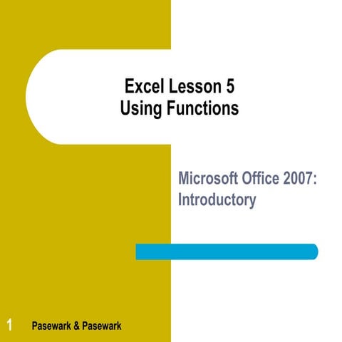 Excel lesson 5