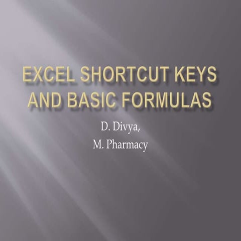 Excel shortcut keys and formulas