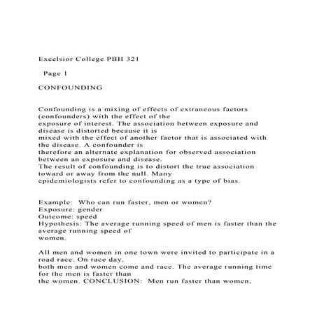 Excelsior College PBH 321   Page 1 CONFOUNDING  .docx