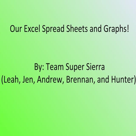 Excel spread sheets and graphs pp | PPT