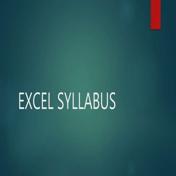 Excel syllabusppt