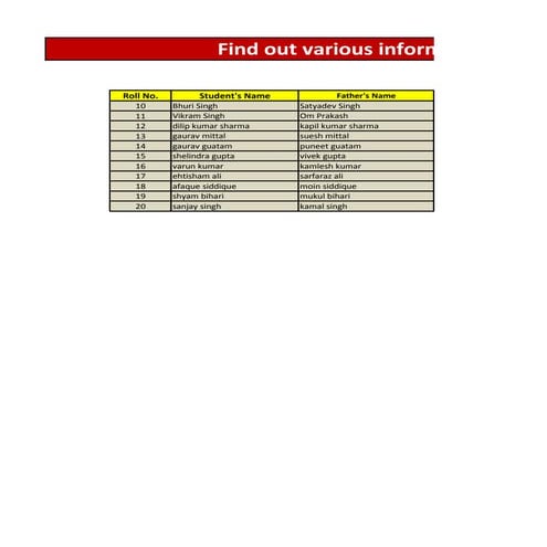 Excel tutorial on students record 