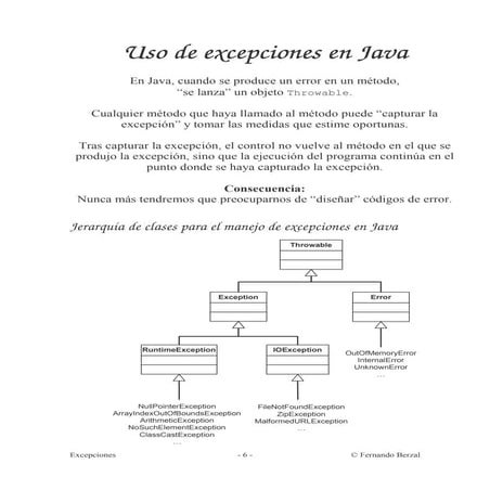 Uso de Excepciones en JAVA