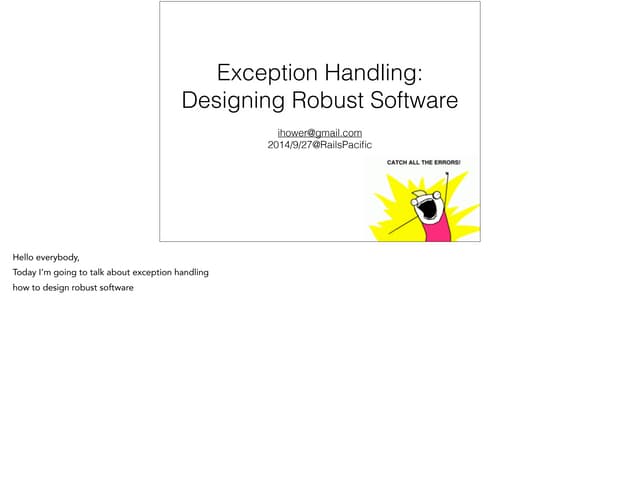 Exception Handling: Designing Robust Software in Ruby