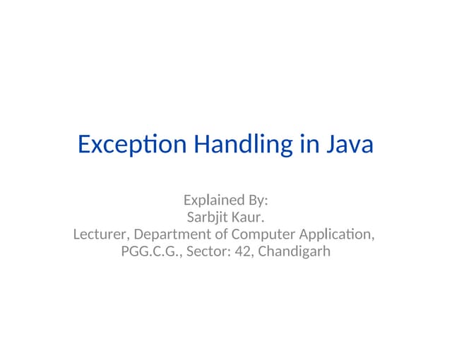 Exception Handling ppt slide presentation | PPT