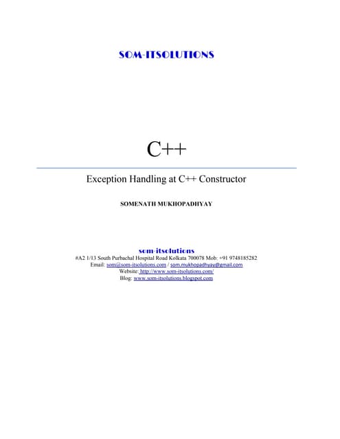 Exception Handling in the C++ Constructor