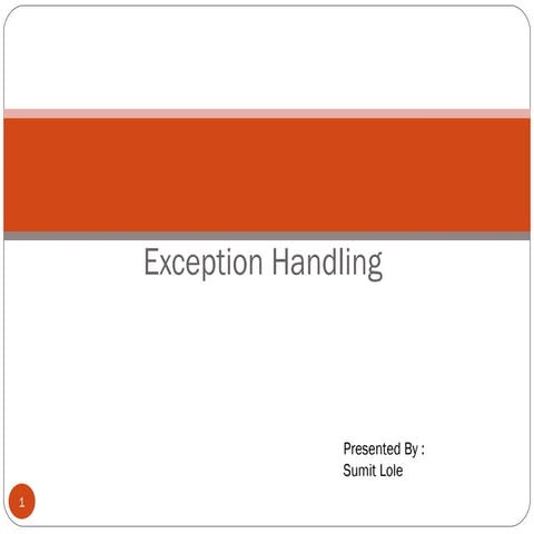 Exception handling | PPT | Programming Languages | Computing