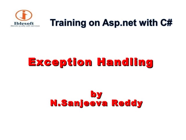 Exception handling | PPT