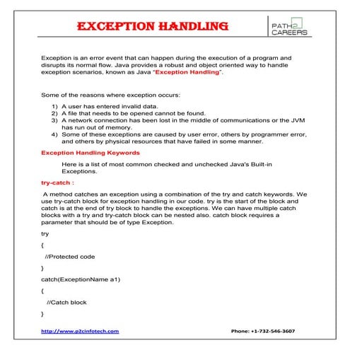 Java Exception handling | DOCX | Programming Languages | Computing