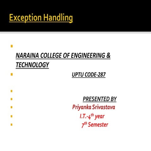 Exception handling | PPT