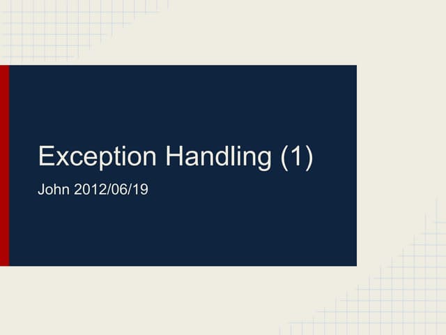 Java: Exception Handling