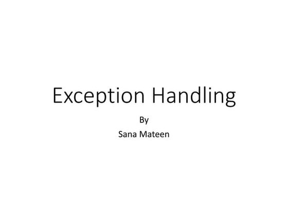 Exceptionhandling