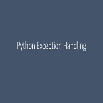 Python Exception Handling