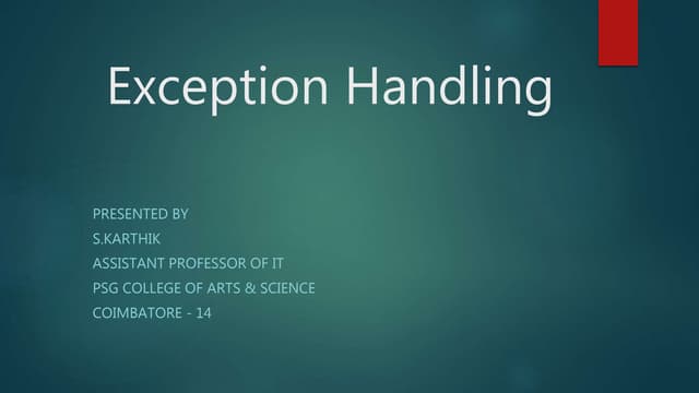 Exception handling | PPT