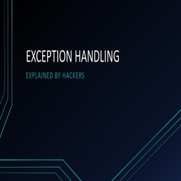 EXCEPTION HANDLING in prograaming | PPT