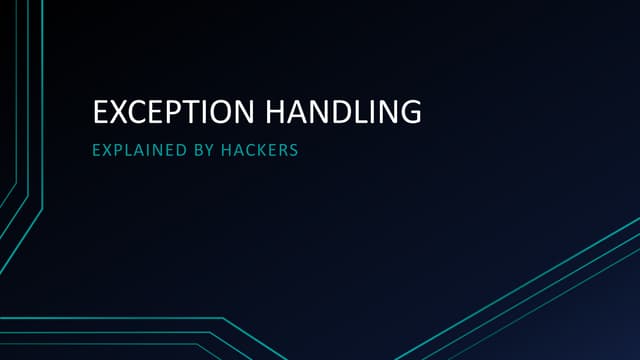 EXCEPTION HANDLING in prograaming