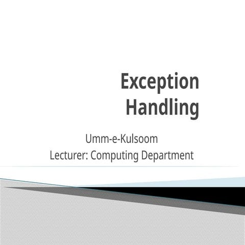 Exception handling in Java | PPTX