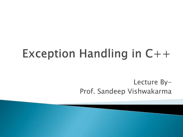 Exception handling in c++ | PPTX