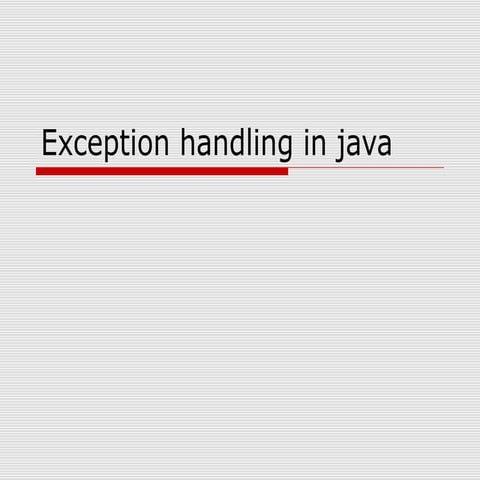 Exception handling in java | PPT