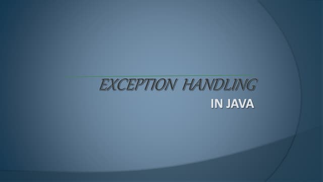 Exception handling in java | PPTX
