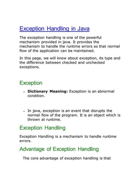 Exception Handling in JAVA | PPT